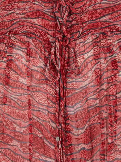Isabel Marant Étoile Isabel Marant Etoile 'advika' Red Semi-transparent Shirt With All-over Print In Viscose Woman