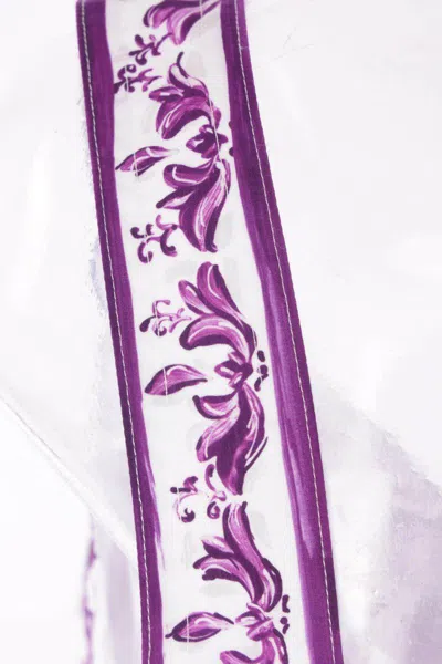 Dolce & Gabbana Violet Top With Sweetheart Neckline And All-over Graphic Print In Cotton Blend Woman