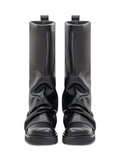 Attico 'robin' Black Boots With Square Toe And Logo Plaque On The Rear