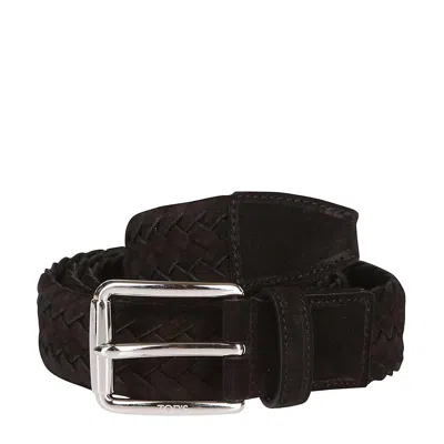 Tod's Black Leather Woven Buble Belt
