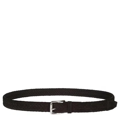 Tod's Black Leather Woven Buble Belt
