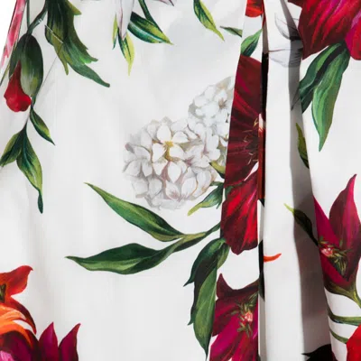 Dolce & Gabbana Multicolor Midi Skirt With All-over Floral Print And Rear Zip Closure In Cotton Woman In Multi