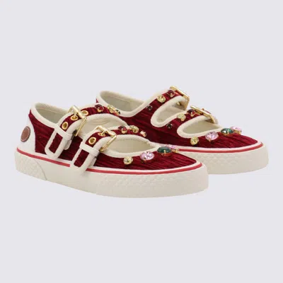 Valentino Embellished Double-buckled Sneakers In Red
