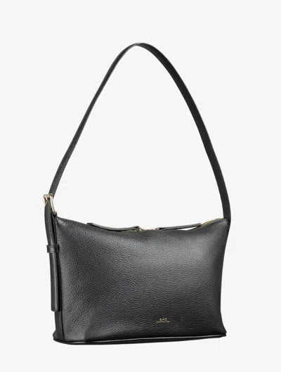 Apc Vera Black Shoulder Bag With Embossed Logo Lettering On The Front And Adjustable Shoulder Strap In G