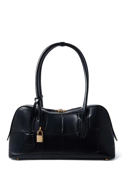 Stella Mccartney Croc-embossed Shoulder Bags Padlock Detail