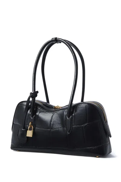 Stella Mccartney Croc-embossed Shoulder Bags Padlock Detail