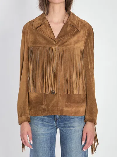 Golden Goose Women Olinda Fringed Jacket In Brown