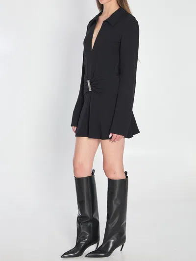 Attico Mini Dress With Deep V-neck In Black