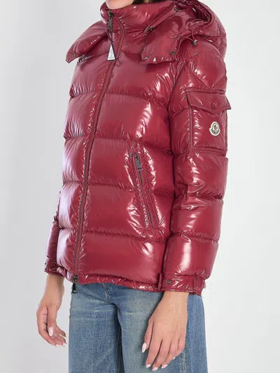Moncler Maire Hooded Short Down Jacket In Red