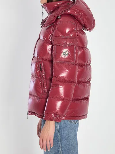 Moncler Maire Hooded Short Down Jacket In Red