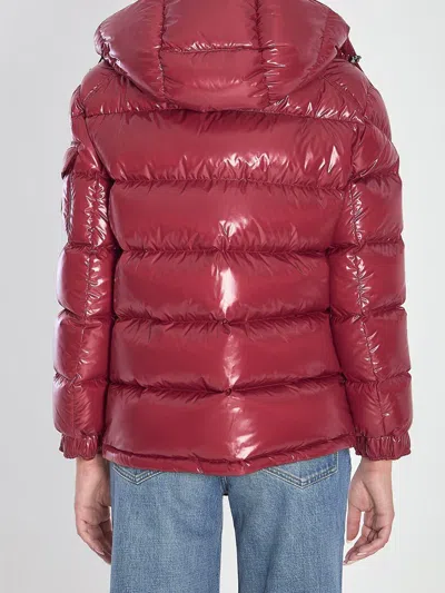 Moncler Maire Hooded Short Down Jacket In Red
