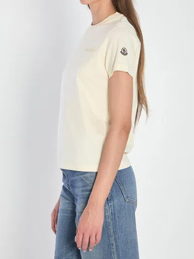 Moncler Beaded Logo Cotton T-shirt White