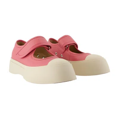 Marni Mary Jane Pink Sandals With Touch-strap Closure And Logo Patch On The Rear In Leather Woman In Pink