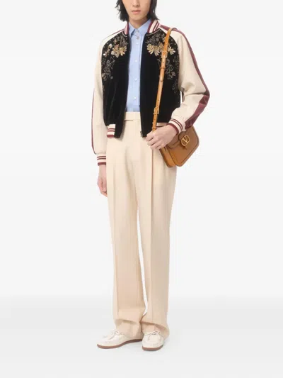 Valentino Sequin And Bead-embellished Velvet Bomber Jacket In Brown