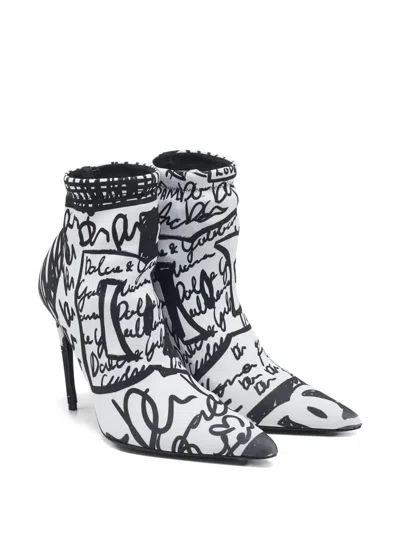 Pre-owned Dolce & Gabbana Graffiti-print Sock Boots