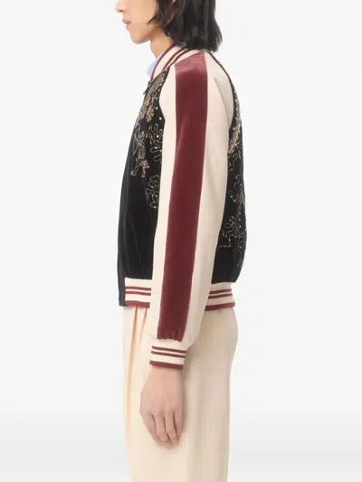 Valentino Sequin And Bead-embellished Velvet Bomber Jacket In Brown