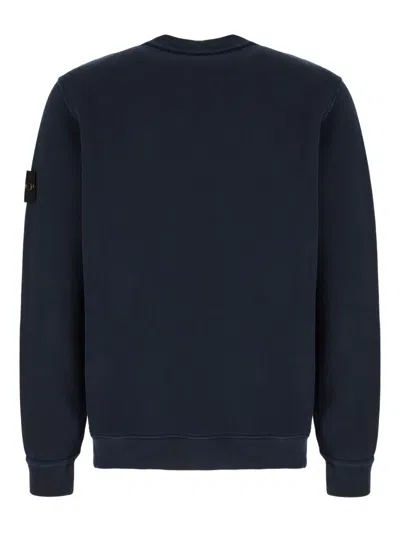 Stone Island Crew Neck Logo Badge Sweatshirt In Blue