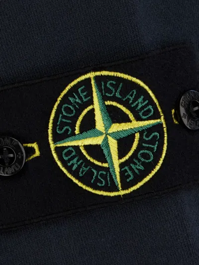 Stone Island Crew Neck Logo Badge Sweatshirt In Blue
