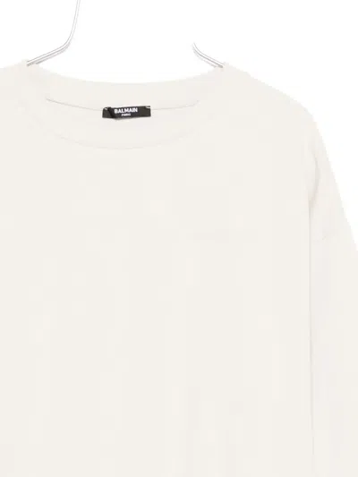 Balmain Logo-embroidered Sweatshirt In White