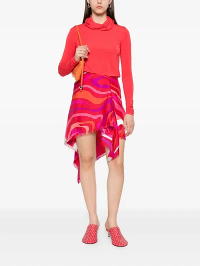 Pucci Marmo-print Frayed Skirt In Multi