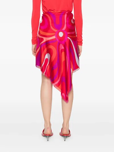 Pucci Marmo-print Frayed Skirt In Multi