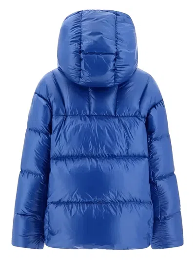 Aspesi Hooded Quilted Jacket Elasticated Cuffs In Blue