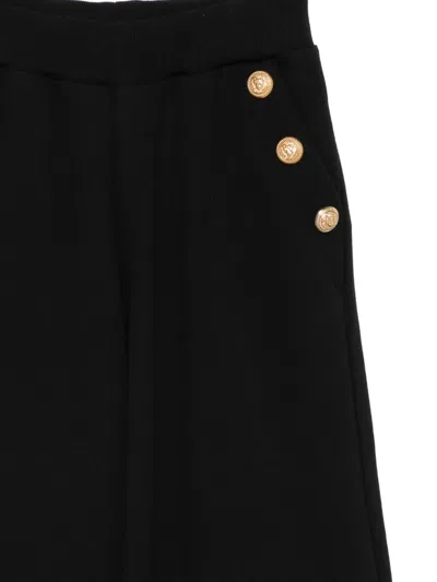Balmain Gold-button Cuffed Trousers In Black
