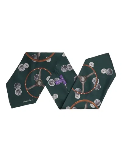Ralph Lauren Steering-wheel Print Silk Scarf In Black