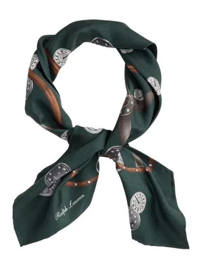 Ralph Lauren Steering-wheel Print Silk Scarf In Black