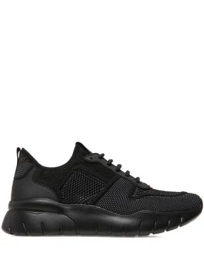 Bally Ribbon-tab Knit Sneakers In Black