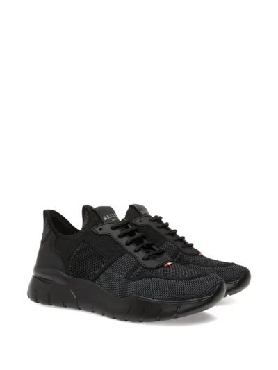 Bally Ribbon-tab Knit Sneakers In Black