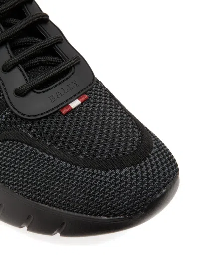 Bally Ribbon-tab Knit Sneakers In Black