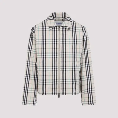 Burberry Check Cotton Harrington Jacket In Neutral