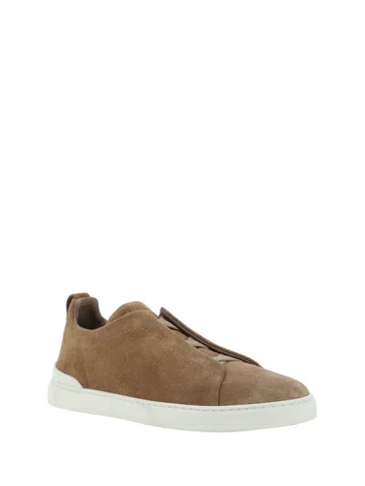 Zegna 'triple Stitch' Sneakers In Brown