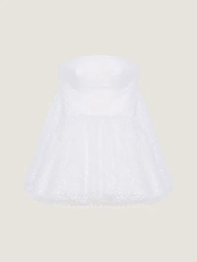 Givenchy Bustier Cape Back Dress In Lace In White