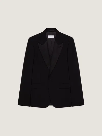 Givenchy Fitted Suit-jacket In Wool Mohair With Satin Collar In Black
