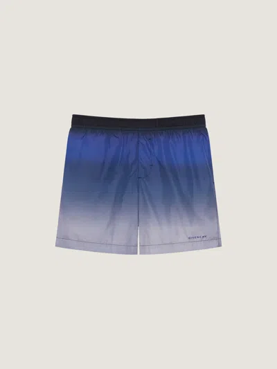 Givenchy Printed Swim Shorts With Gradient Effect In Blue
