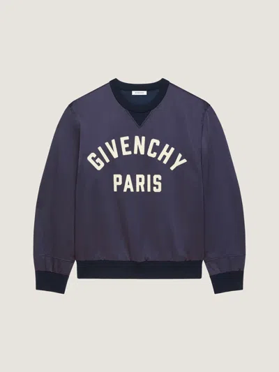 Givenchy Paris Logo Zigzag Embroidered Sweatshirt In Blue