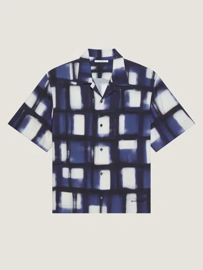 Givenchy Afternoon Light Check Twill Camp Shirt In Blue
