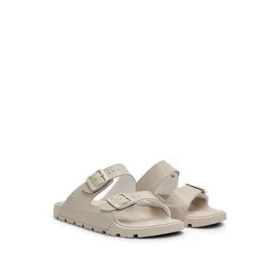 Hugo Boss All-gender Twin-strap Sandals With Structured Uppers In White