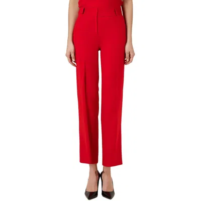 Anne Klein Womens Solid Polyester Straight Leg Pants In Red