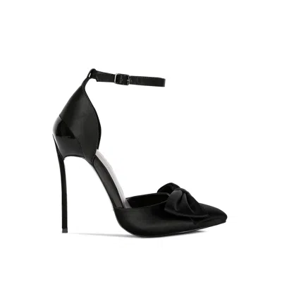 Rag & Co Women's Dingles Black Bow Embellished Satin Stiletto Sandals In Black