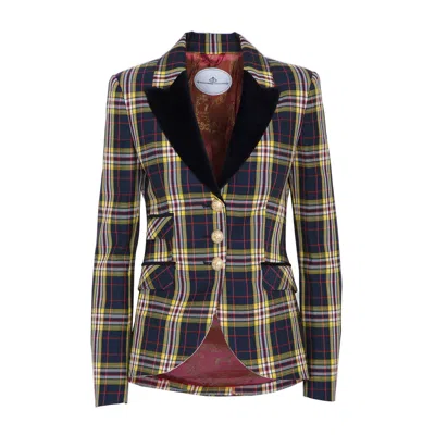 The Extreme Collection Women's Blue / Yellow Yellow Scottish Tartan Check Blazer