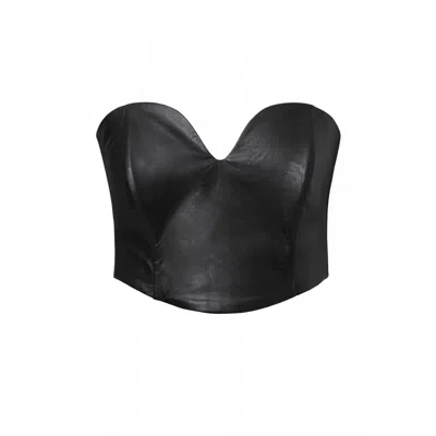 Aggi By Halewski Women's Lara Black Vegan Leather Corset