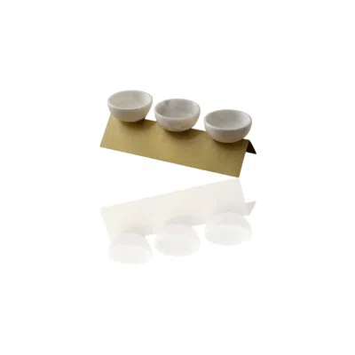 Marleth Gold / White White Marble & Brass Tri-bowl Serving Set
