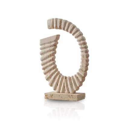 Marleth White Helix  Travertine Sculpture, Textured Form