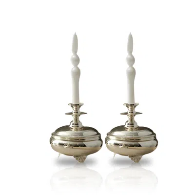 Marleth Silver Dome-base Candle Holders, Set Of Two