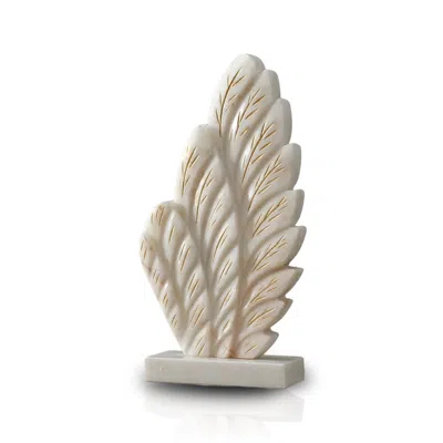 Marleth White Handmade Marble Feather Wing Sculpture