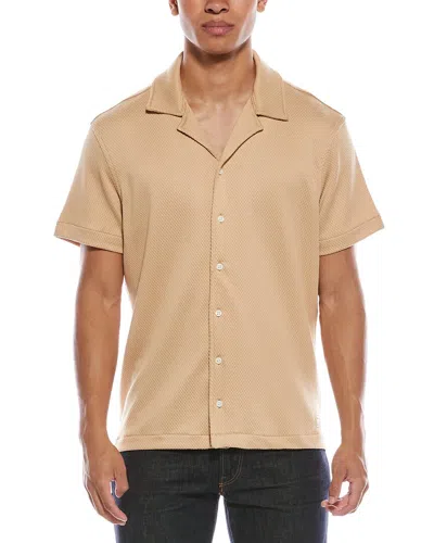 Scotch & Soda Popcorn Jersey Camp Shirt In Brown