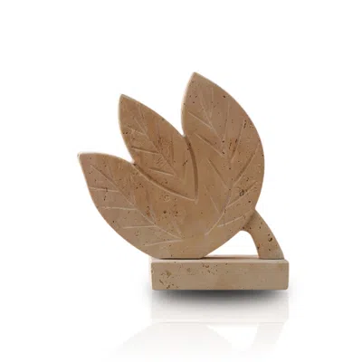 Marleth Neutrals Handmade Travertine Tulip Leaf Sculpture